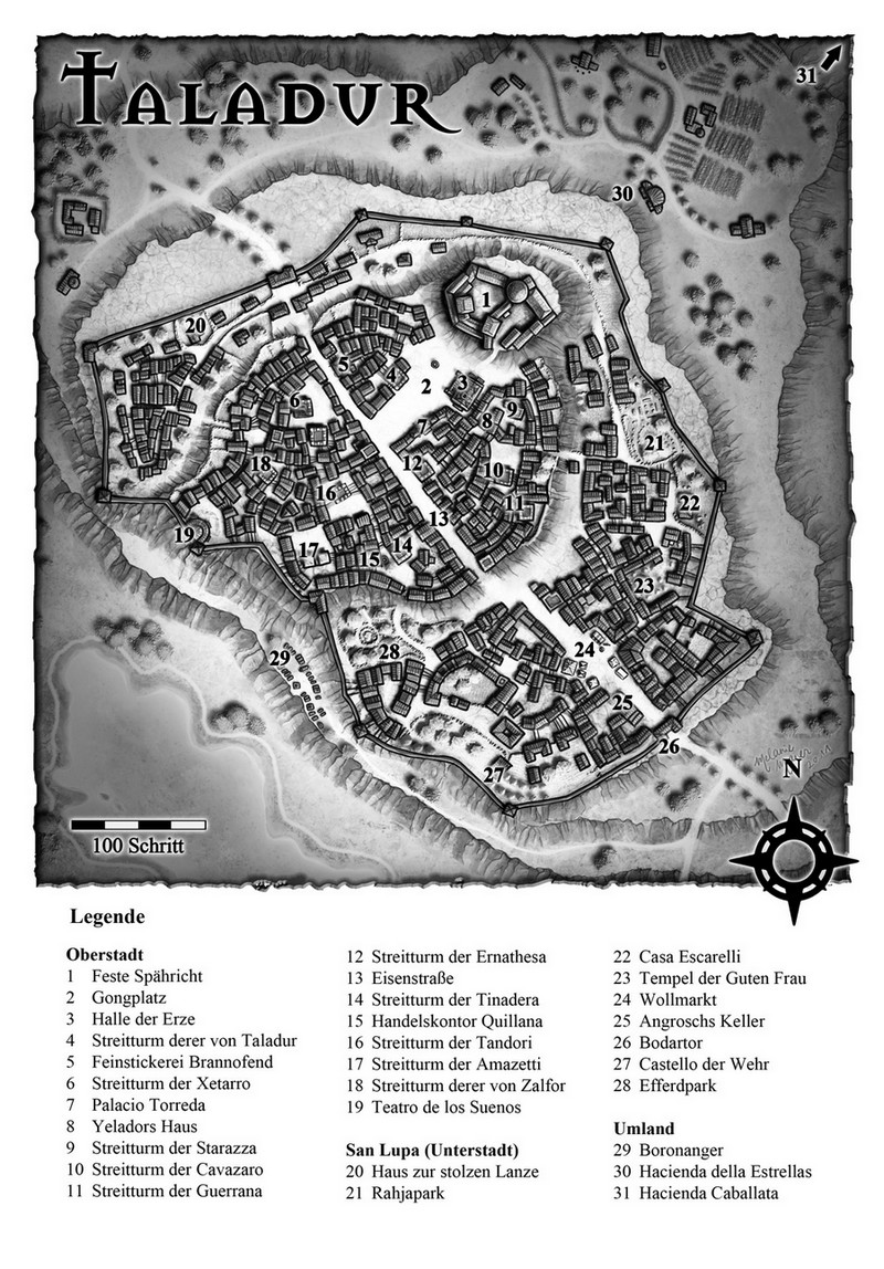 Karte der Stadt Taladur